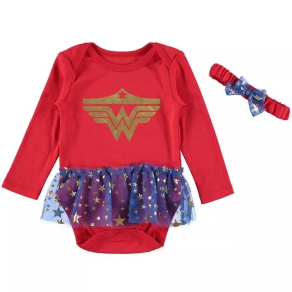 NWT‎ Wonder Woman Size  2-Piece Tutu Bodysuit and Headband Set in Red